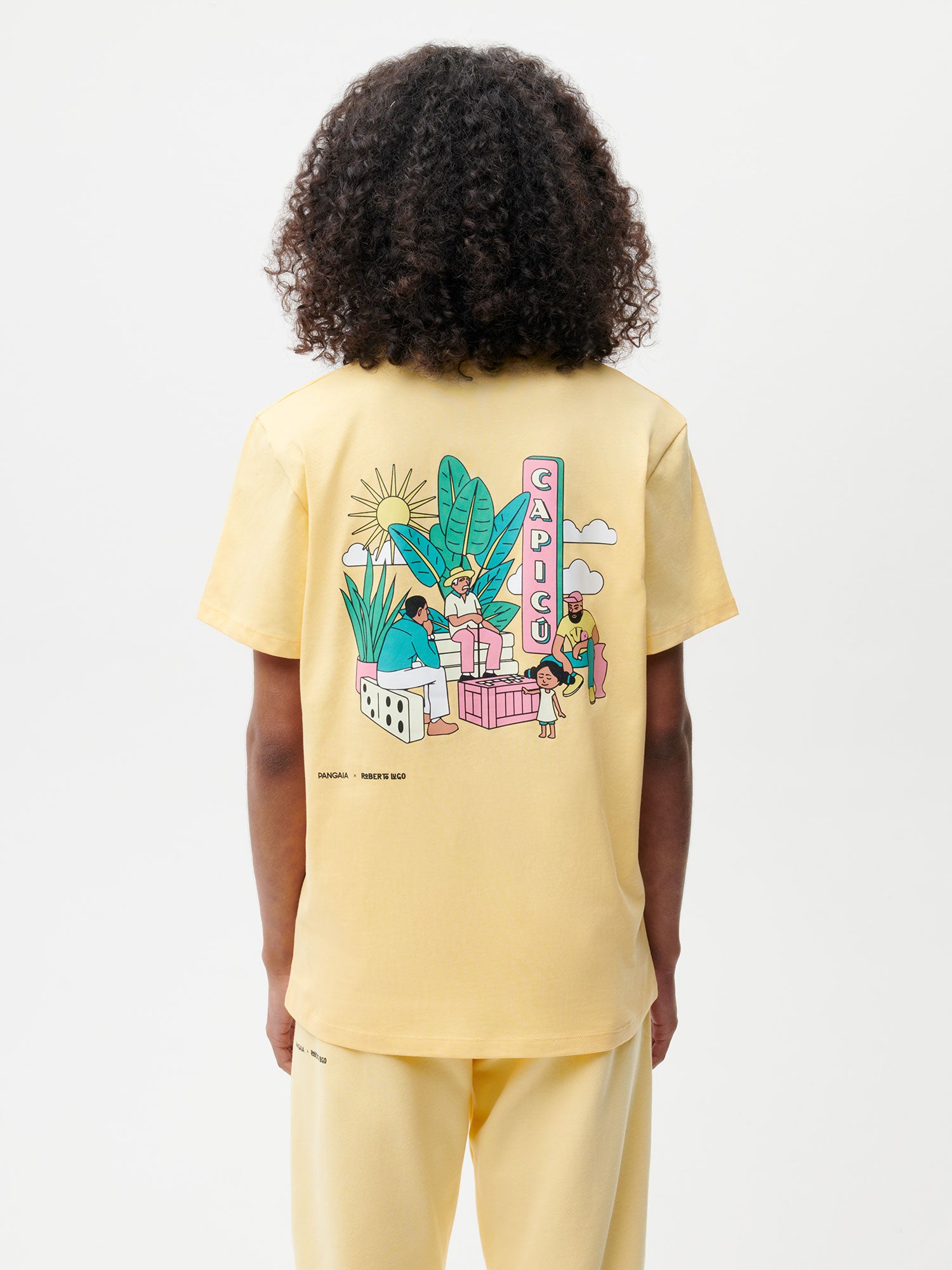 Pangaia-Roberto-Lugo-T-Shirt-Dominos-Graphic-Buttercup-Yellow-Female-2