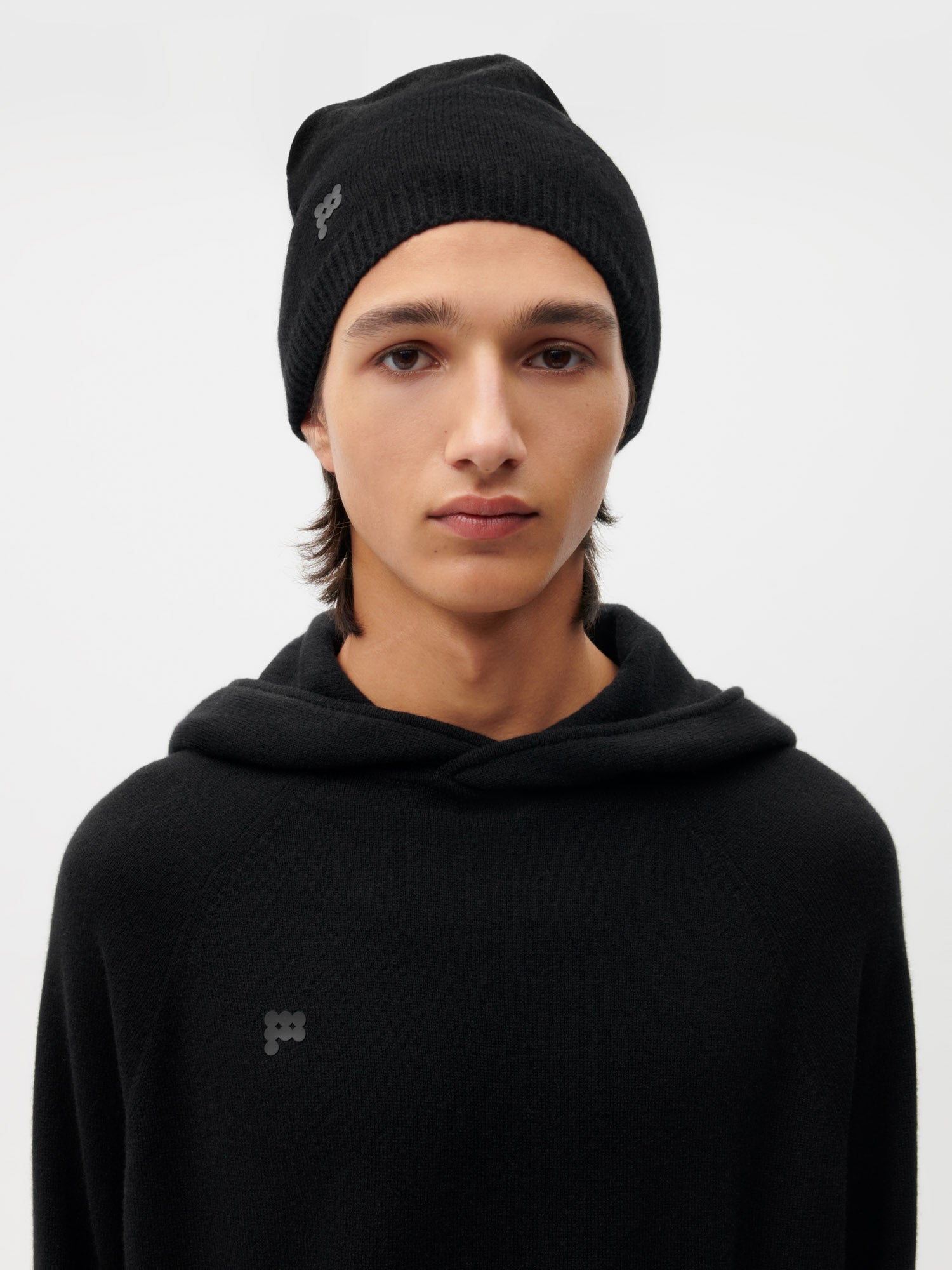 Recycled Cashmere Beanie—black male