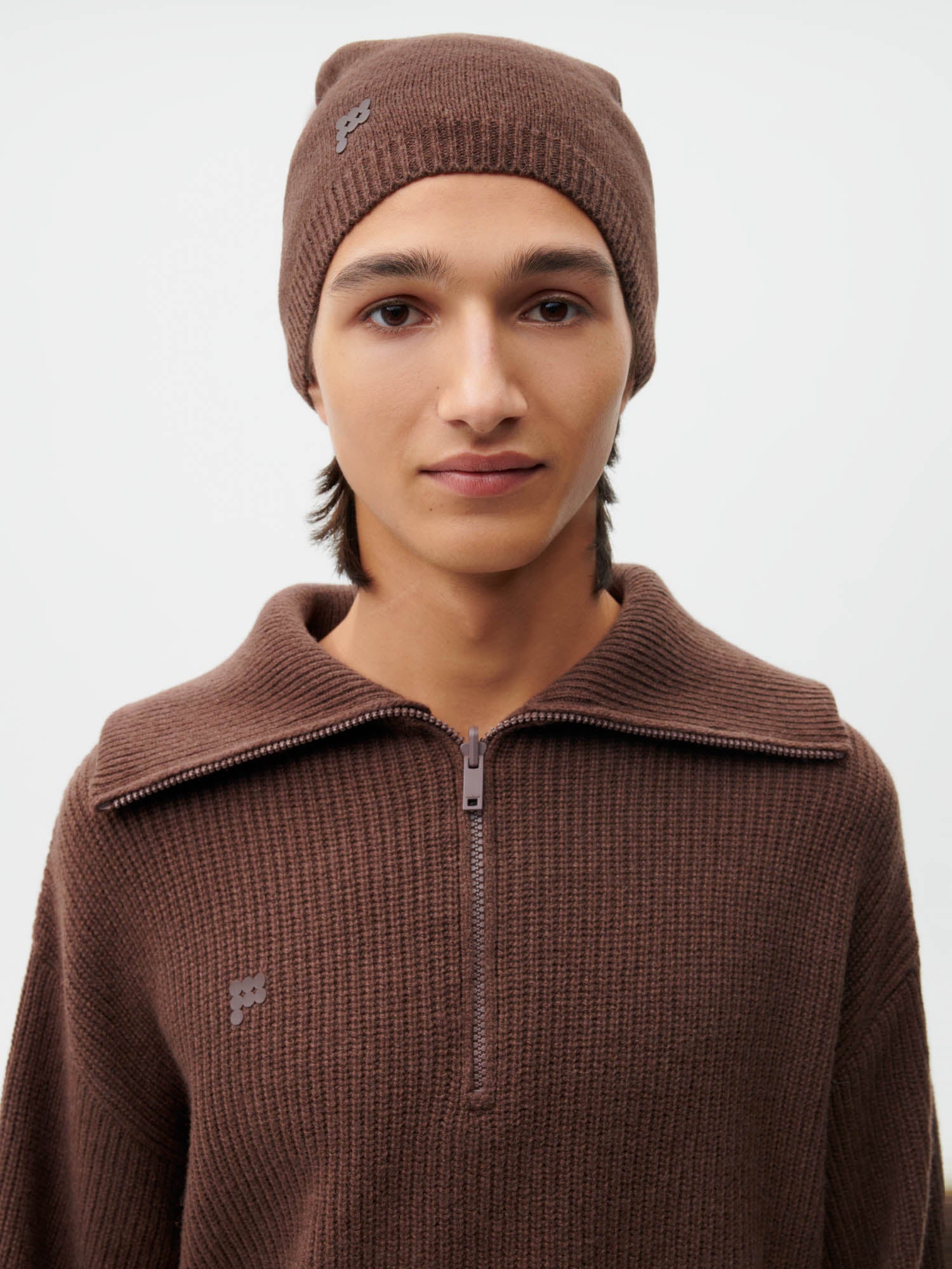 Recycled Cashmere Beanie—chestnut brown-male-2