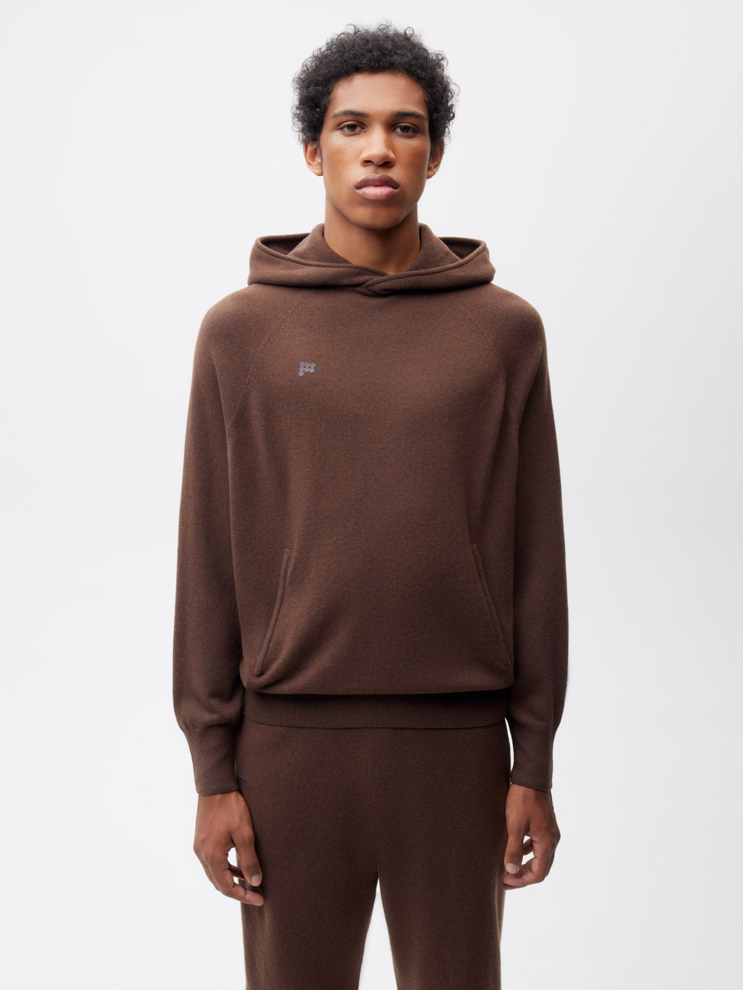 Recycled Cashmere Hoodie—chestnut brown male