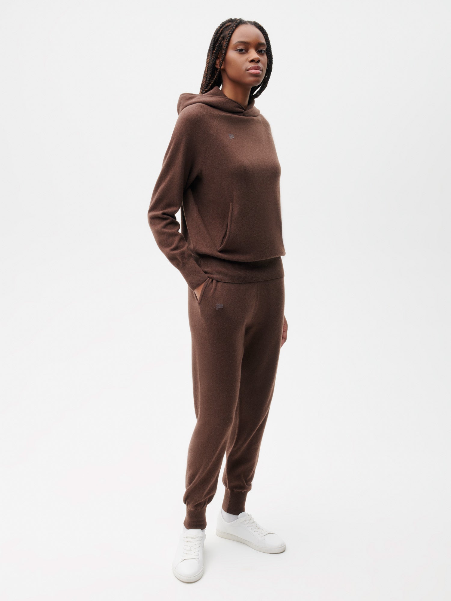 Recycled Cashmere Track Pants—chestnut brown female