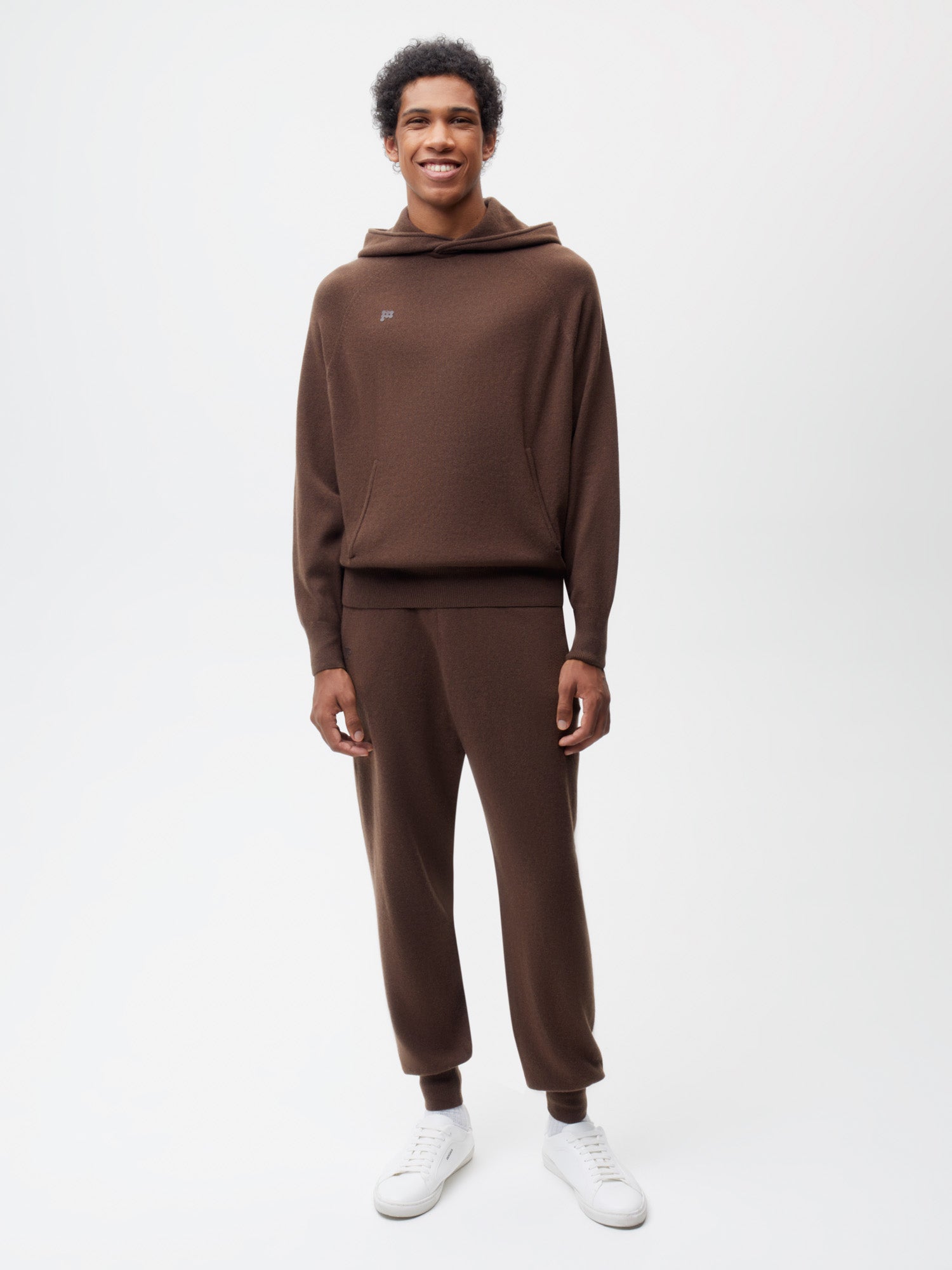 Recycled Cashmere Track Pants—chestnut brown male