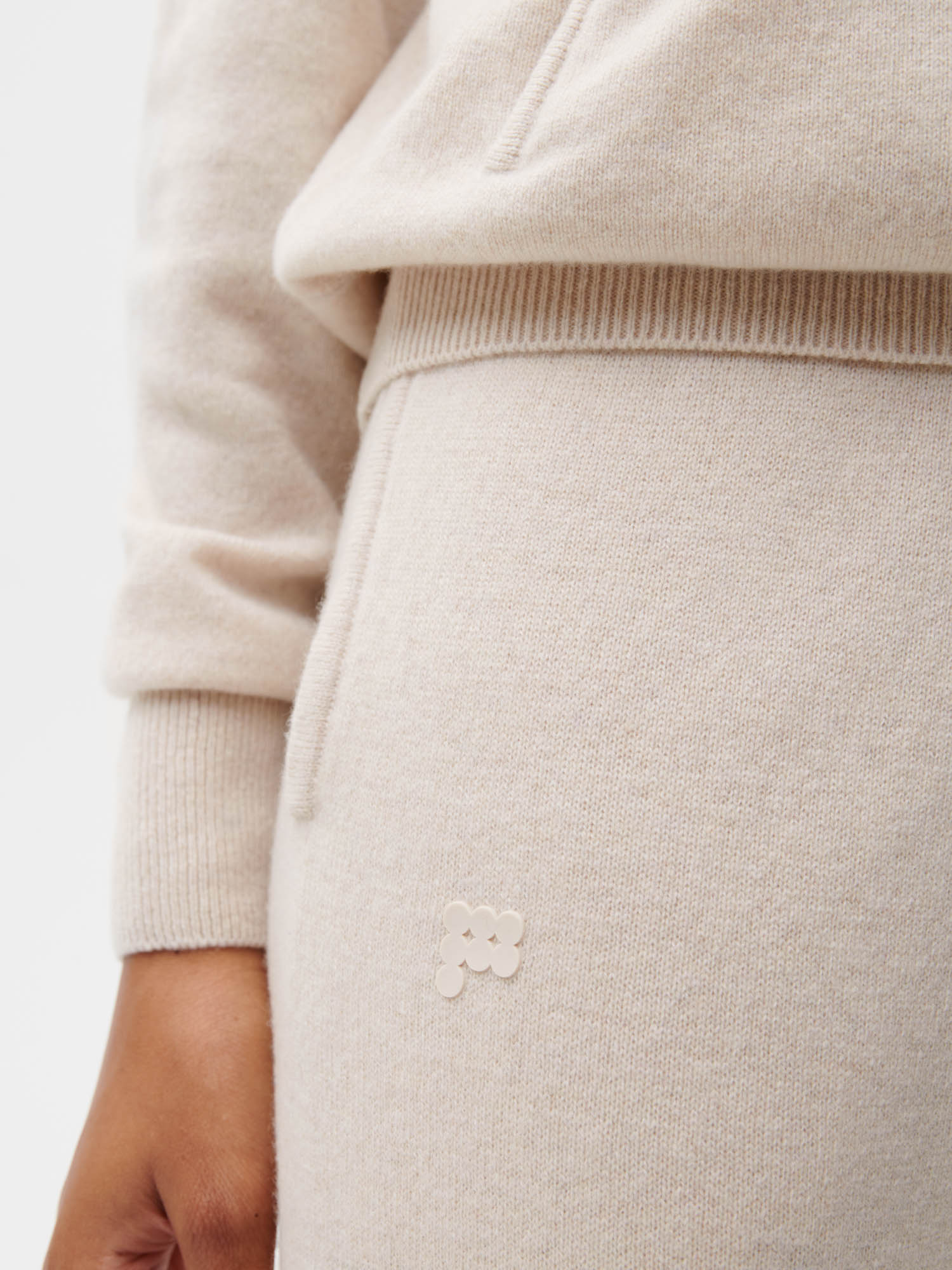 Recycled Cashmere Track Pants—oatmeal female
