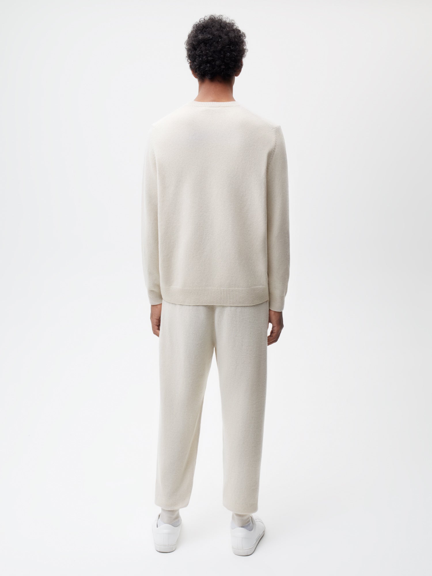 Recycled Cashmere Track Pants—oatmeal male