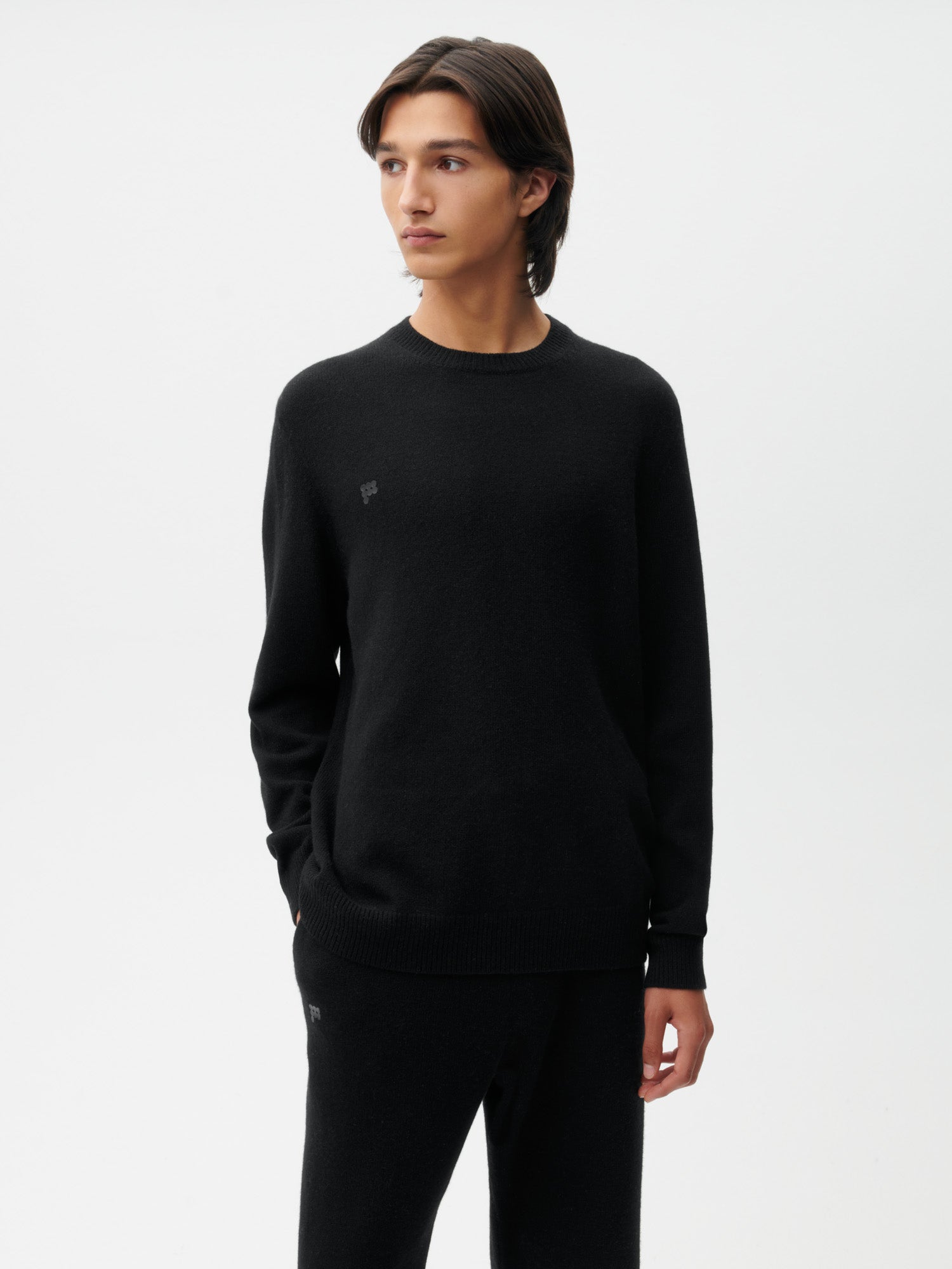 Recycled Cashmere Crewneck Sweatshirt—black male
