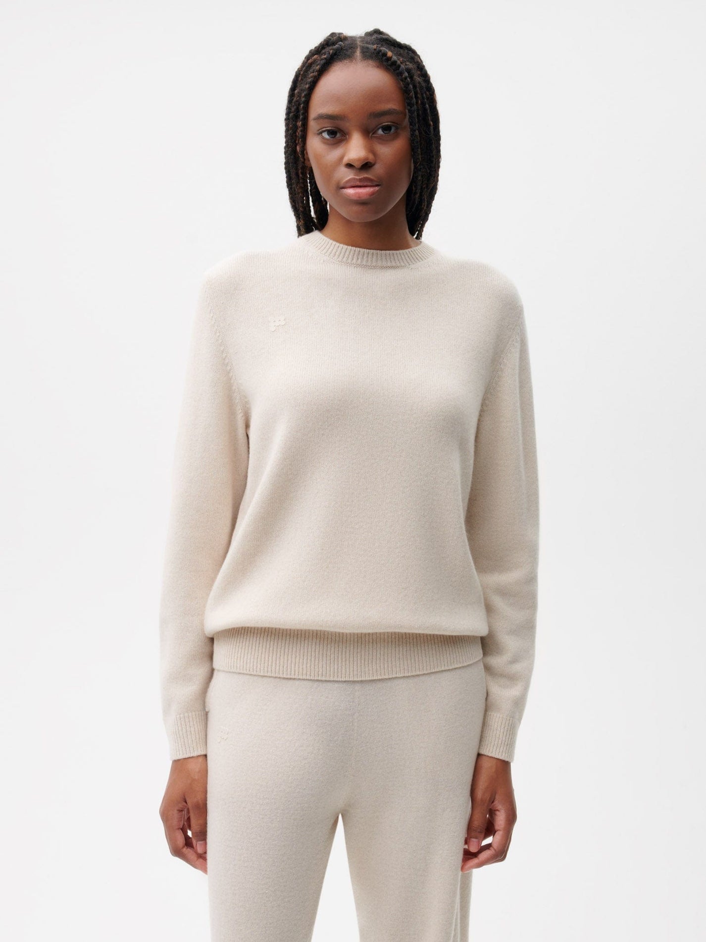 Recycled Cashmere Crewneck Sweatshirt - Oatmeal - Pangaia