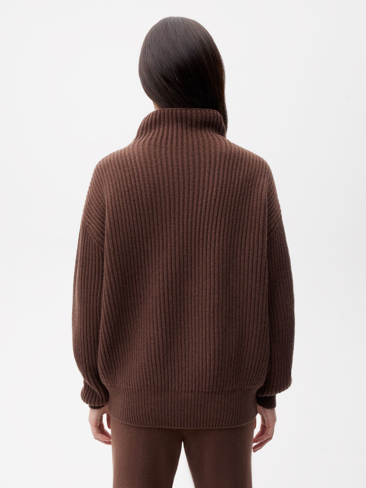 Recycled-Cashmere-Funnel-Neck-Jumper-Chestnut-Brown-Female-2