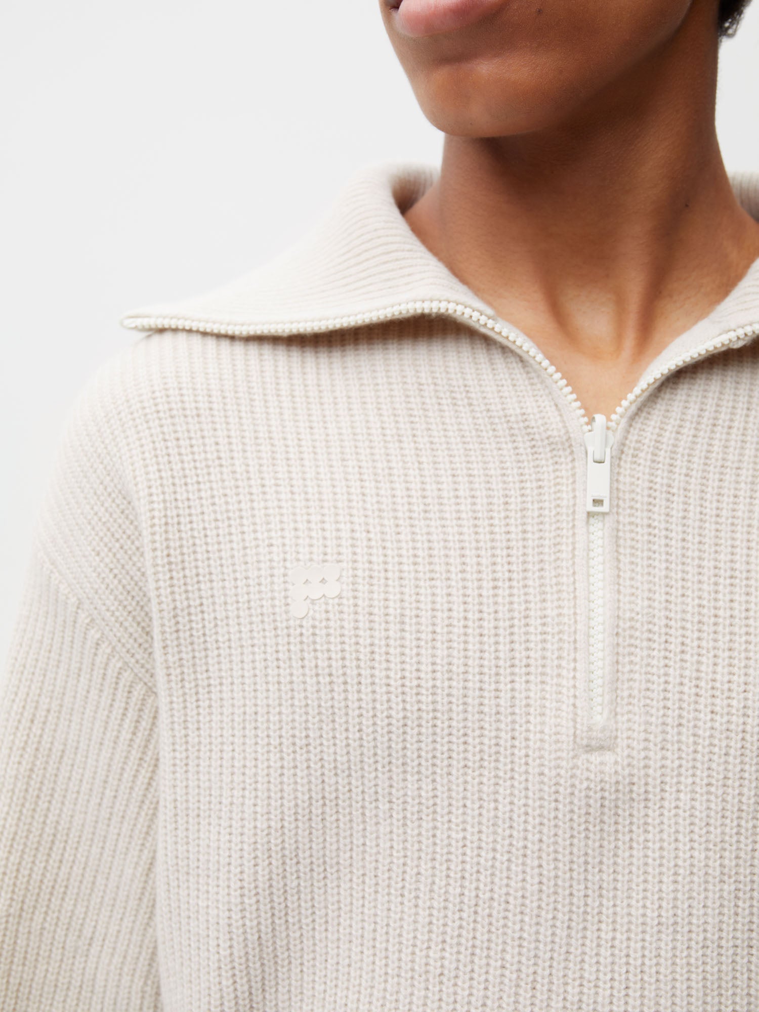 Recycled Cashmere Half Zip—oatmeal male
