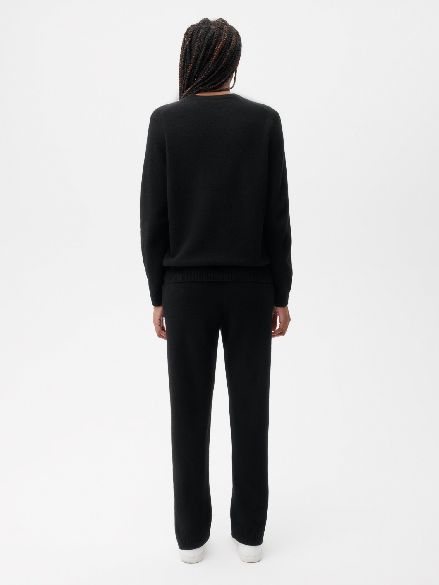 Recycled Cashmere Loose Track Pants—black female
