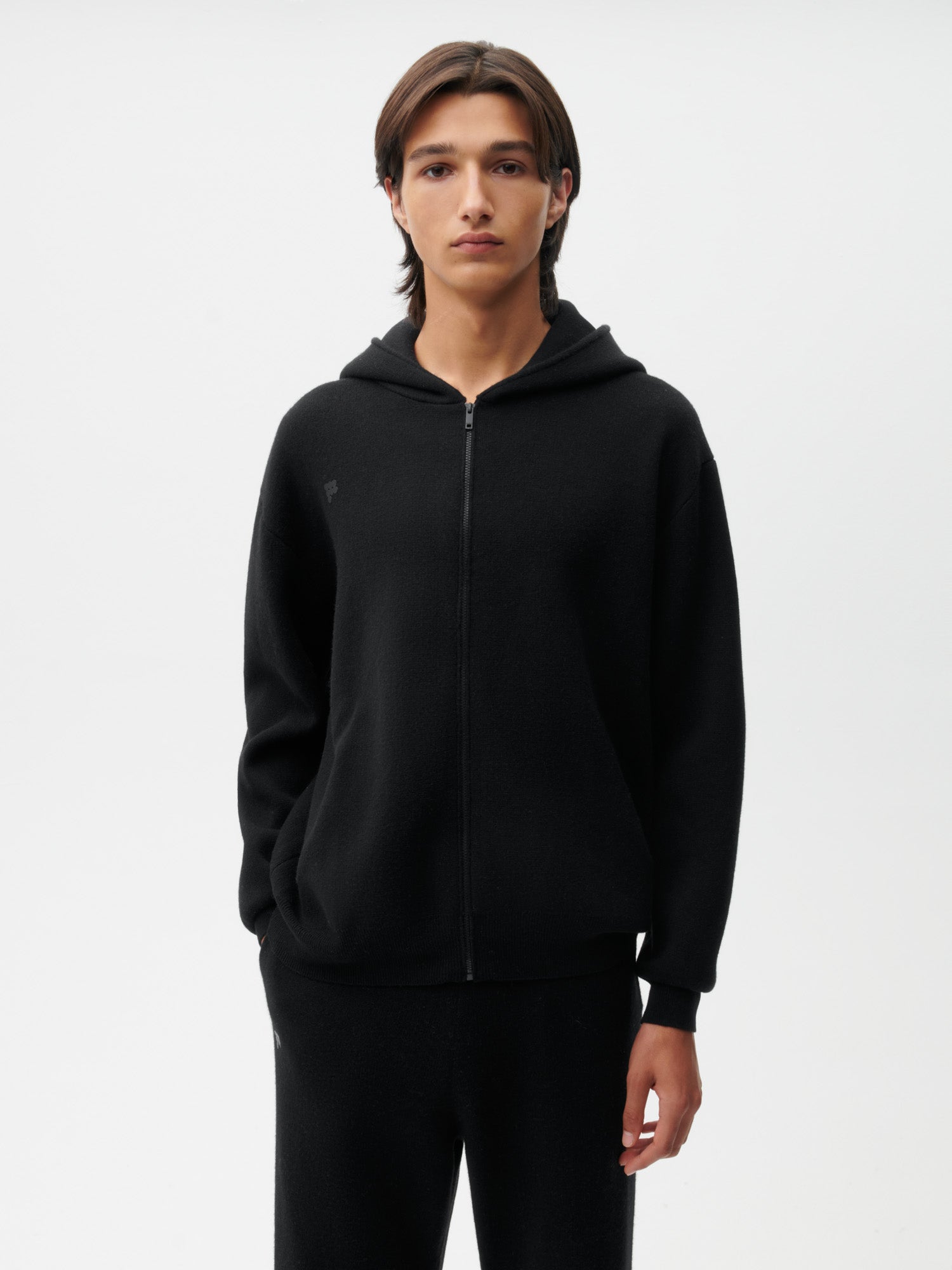 Recycled Cashmere Zipped Hoodie—black male