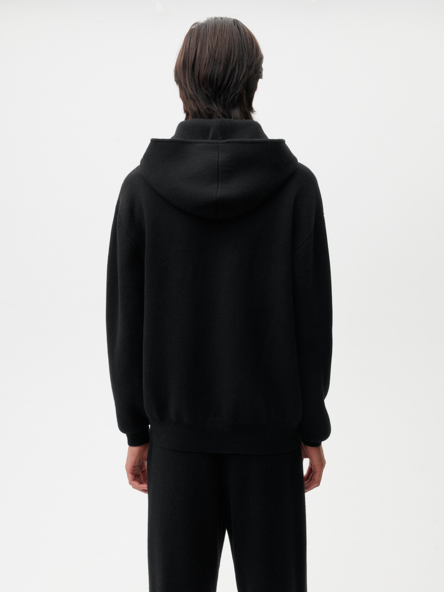 Recycled Cashmere Zipped Hoodie—black male
