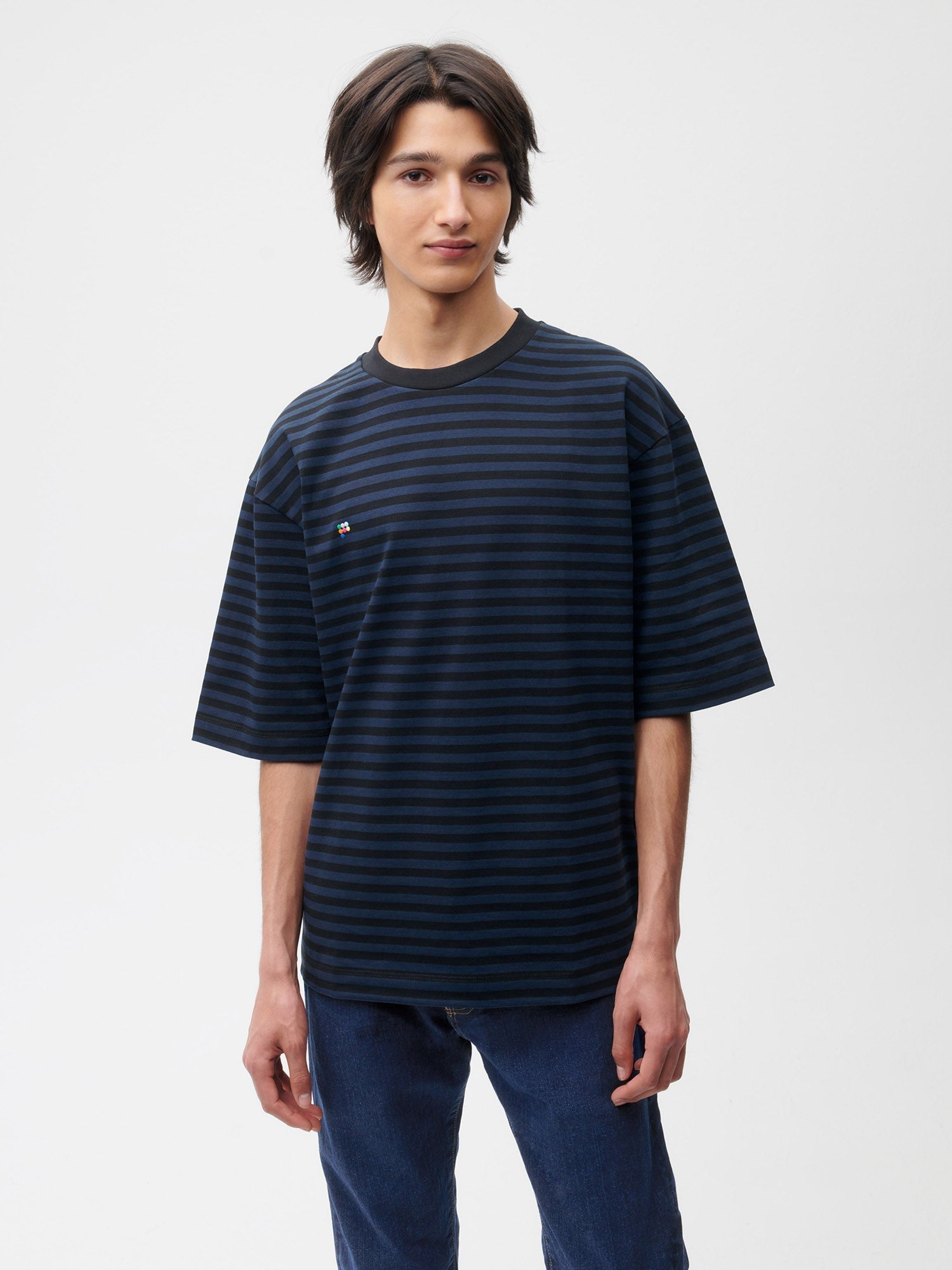 Recycled Cotton Stripe Boxy T-Shirt Male