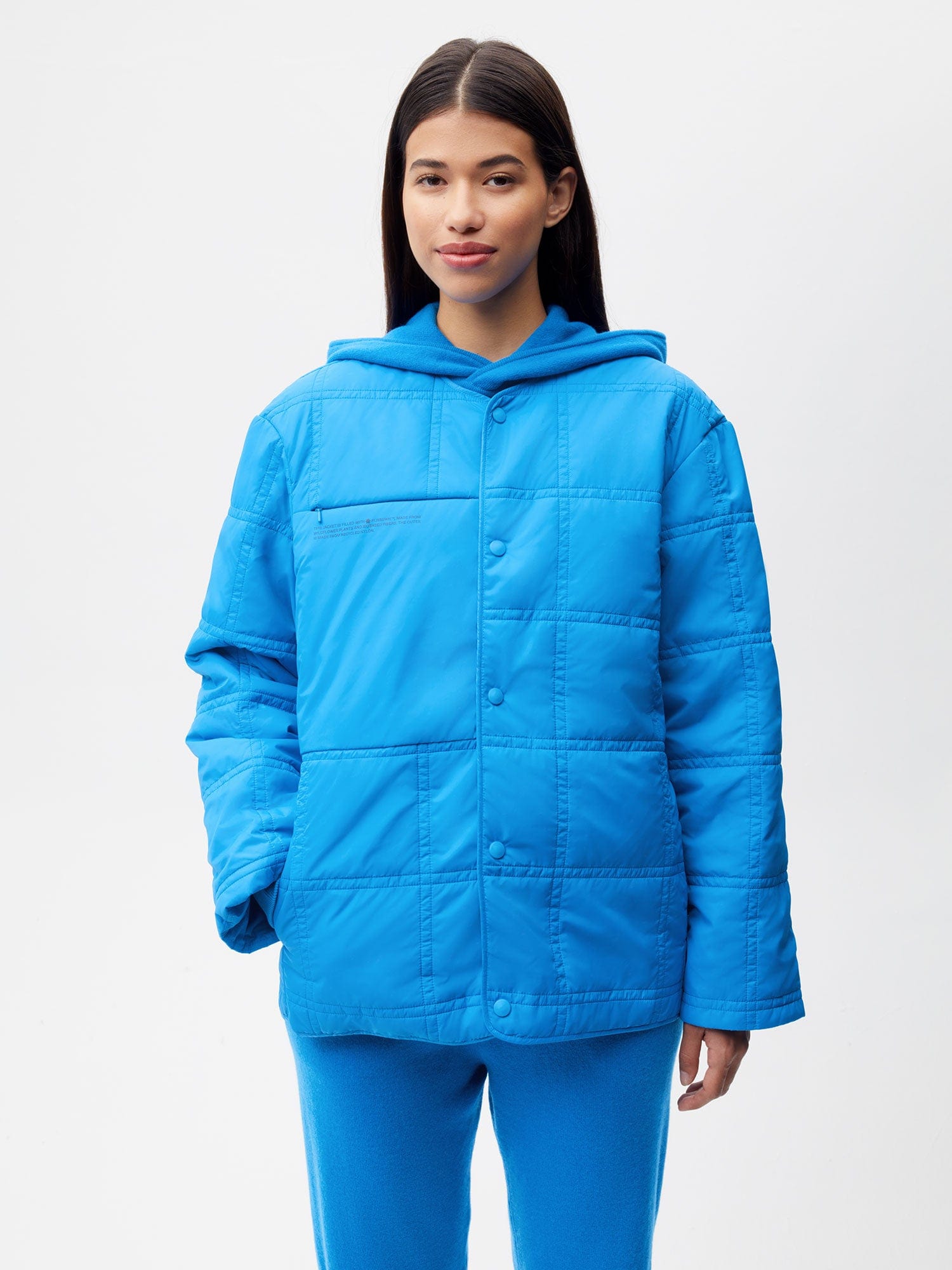 Flwrdwn™ Quilted Collarless Jacket - Cerulean Blue - Pangaia