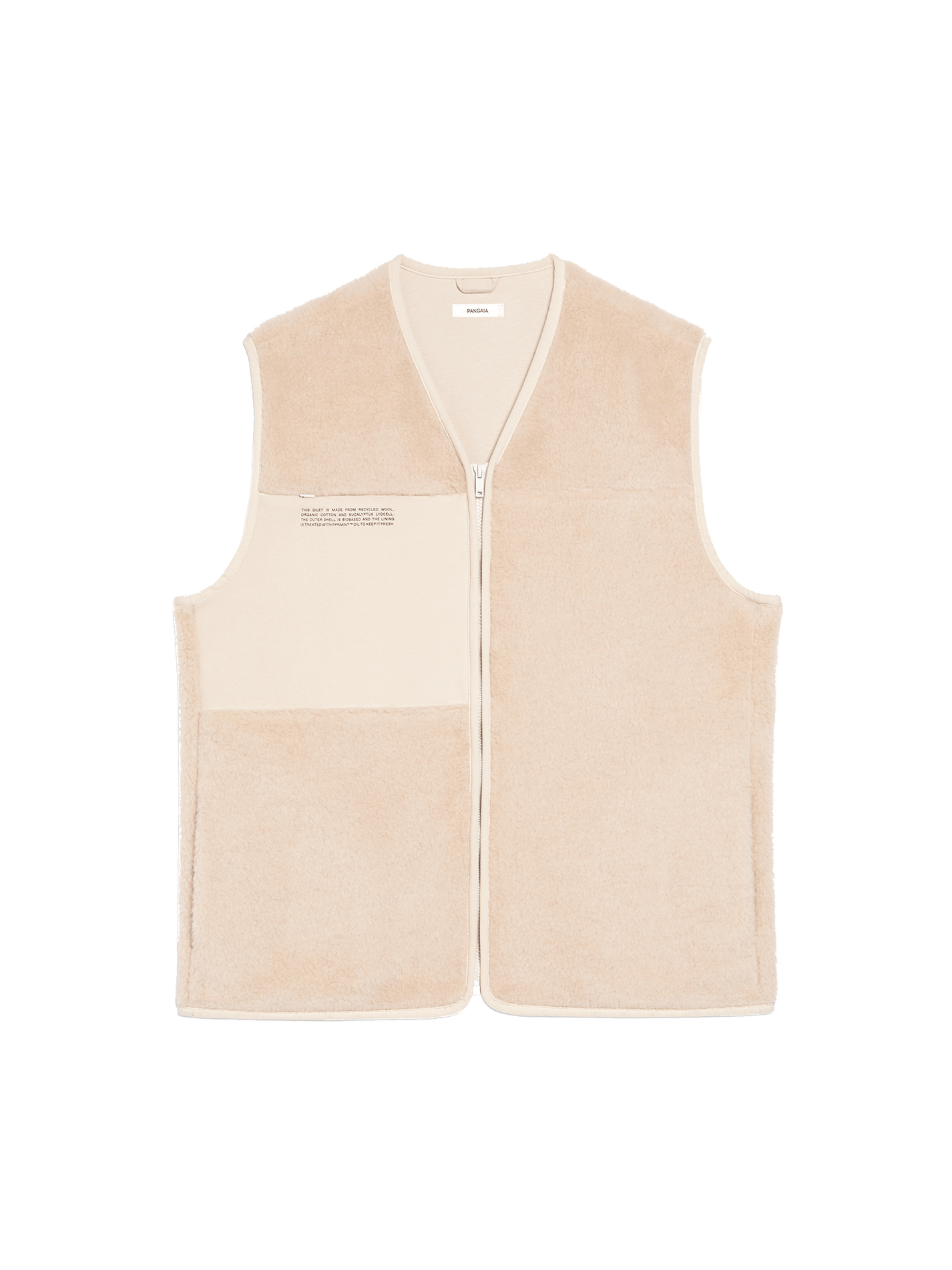 Recycled Wool Fleece Gilet - Sand - Pangaia