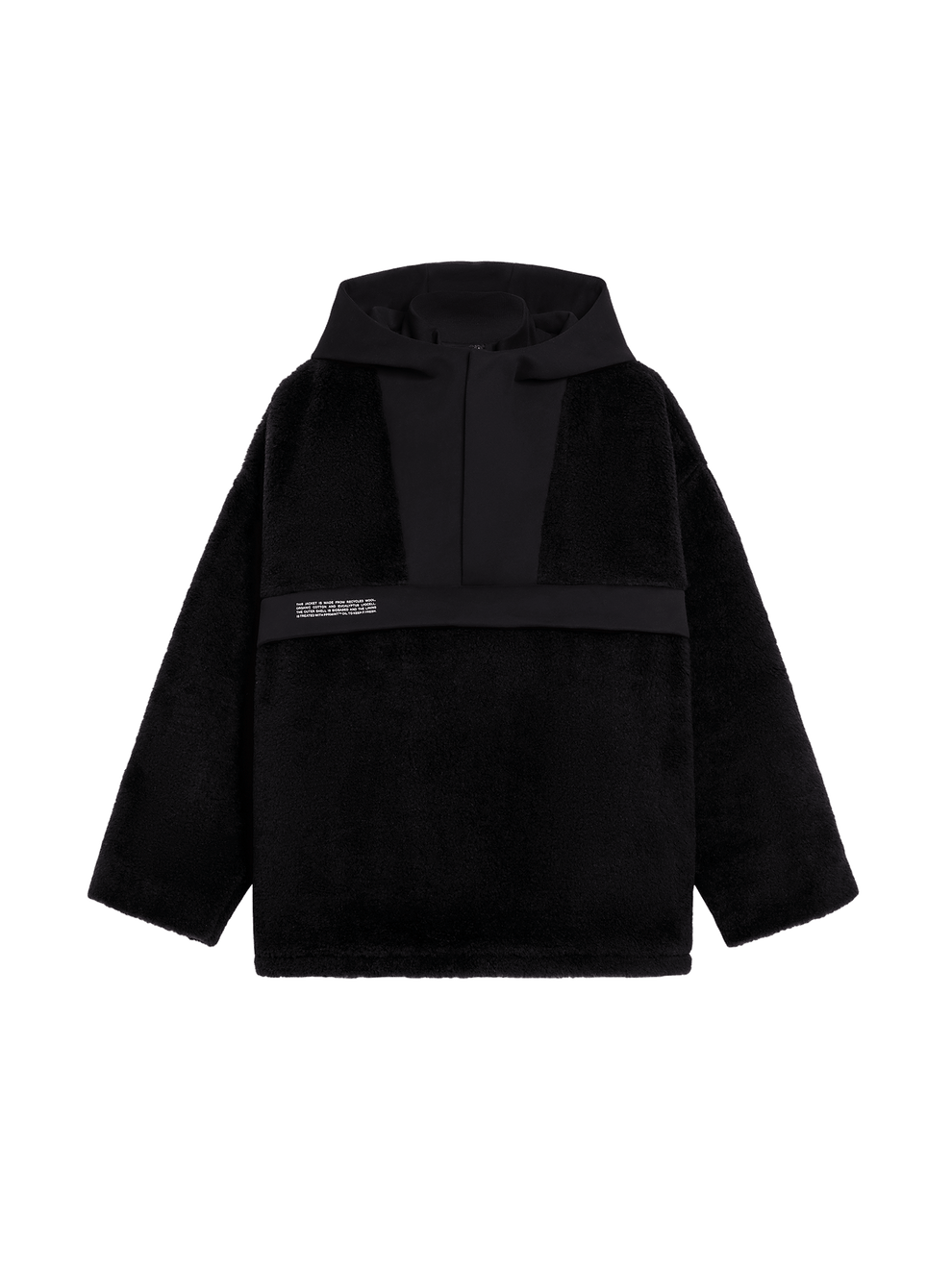 Recycled Wool Fleece Half Zip Jacket - Black - Pangaia