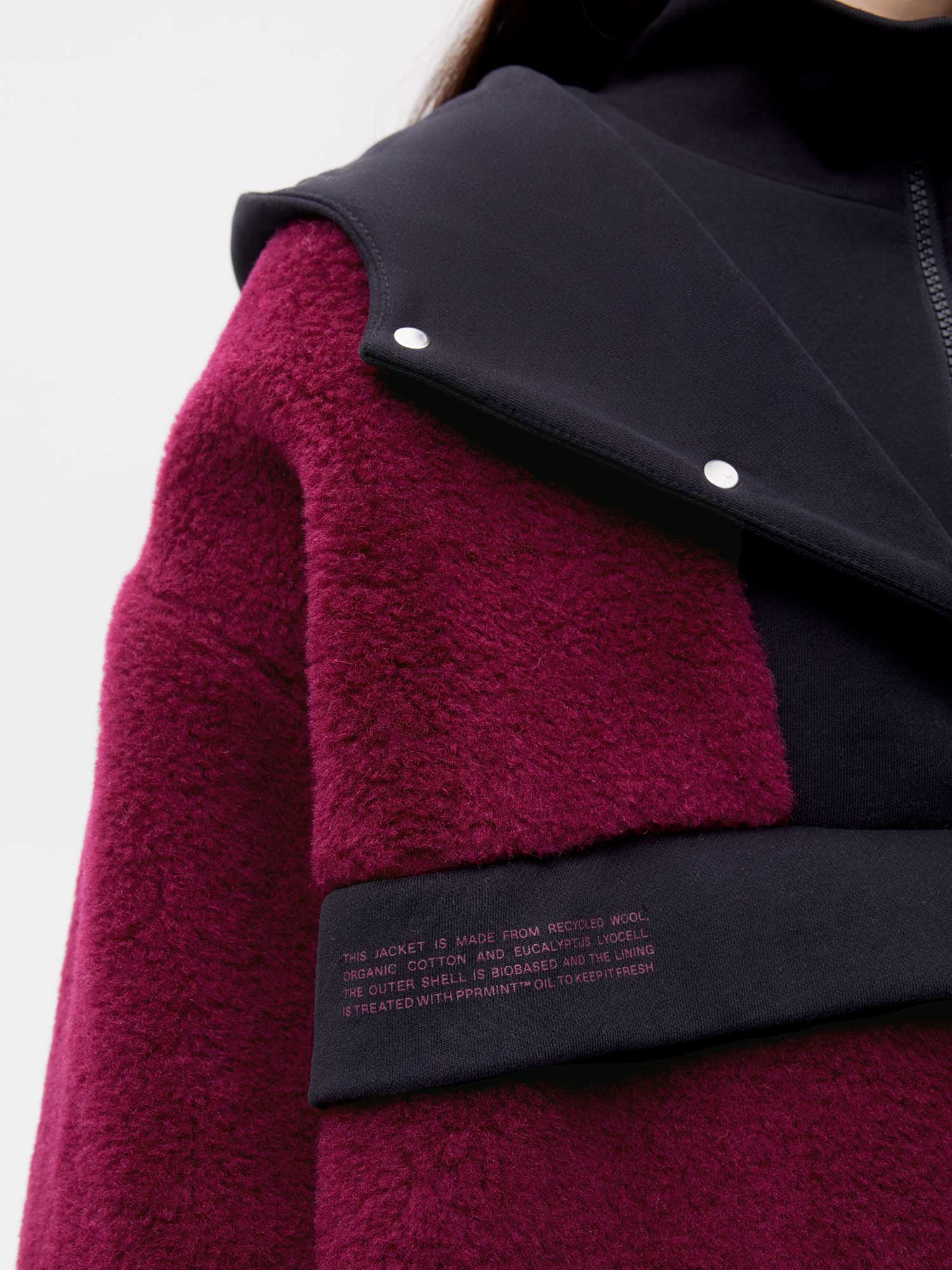 Recycled Wool Fleece Half Zip Jacket—plum purple female