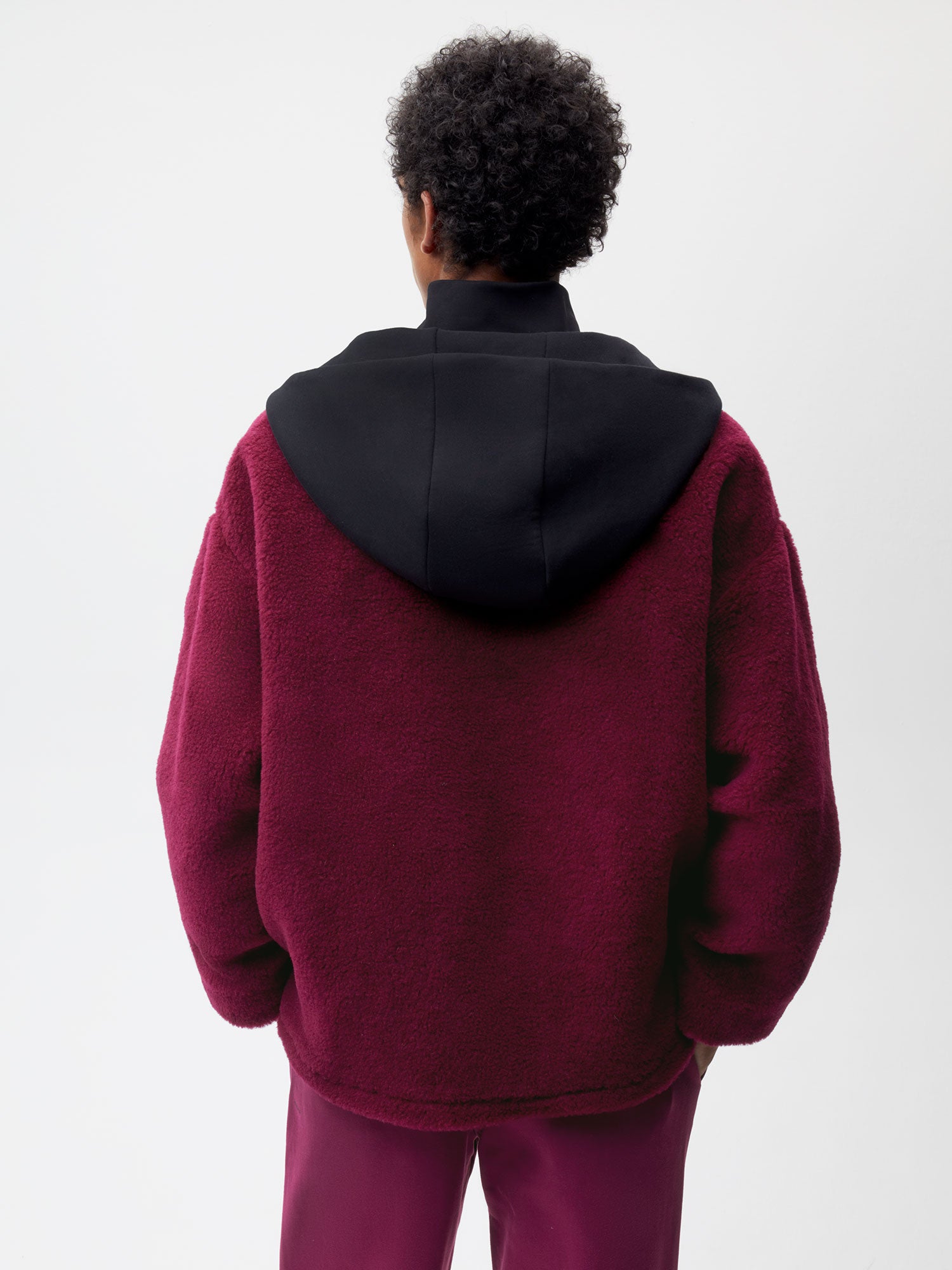 Recycled Wool Fleece Half Zip Jacket—plum purple male