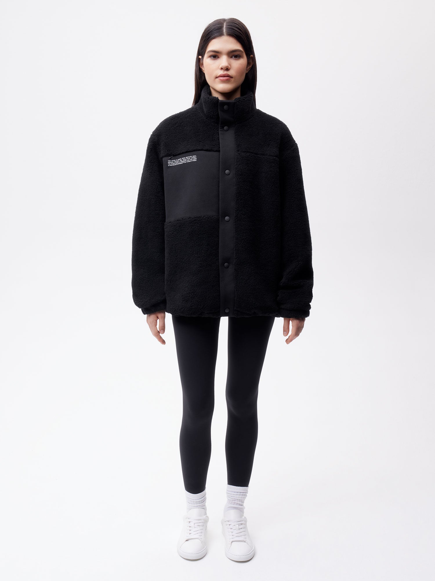 Recycled Wool Fleece Jacket—black