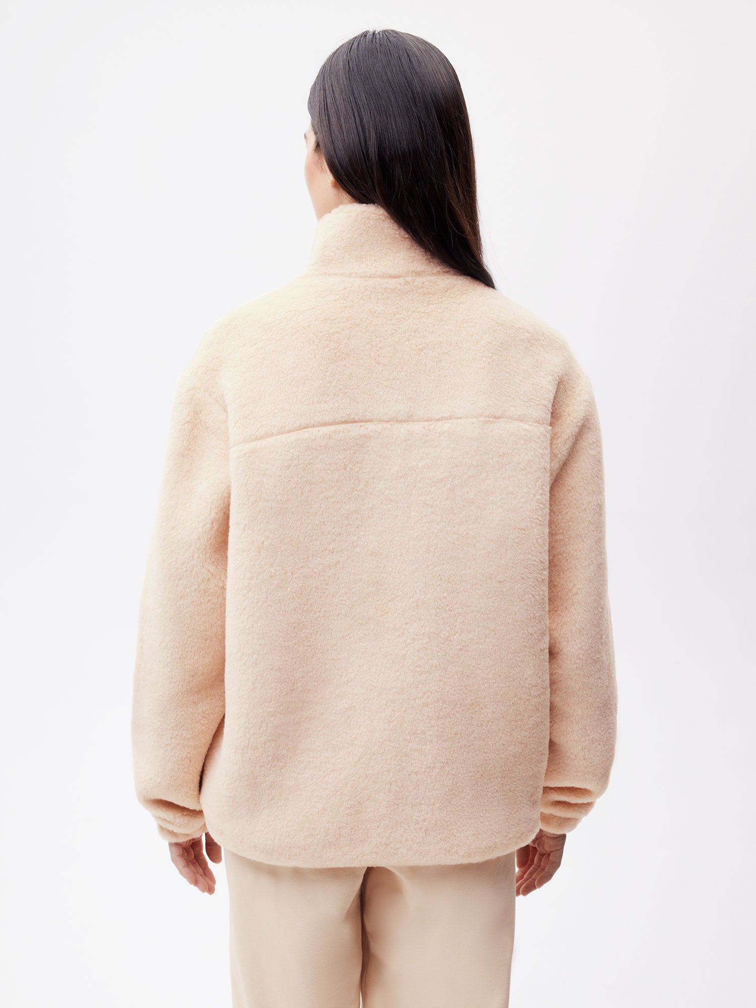 Recycled Wool Fleece Jacket—sand female