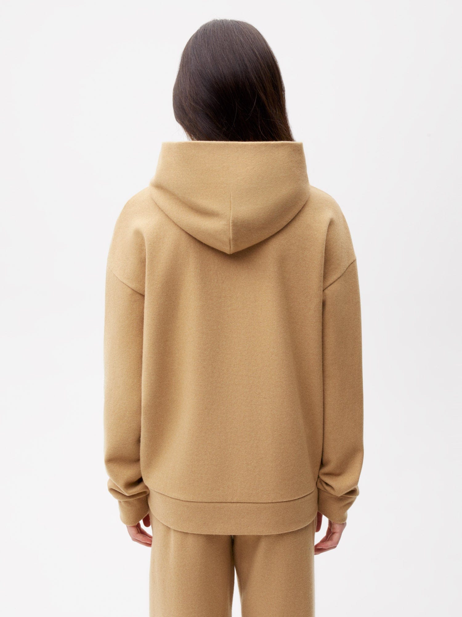 Sale Recycled Wool Jersey Hoodie - Camel - Pangaia