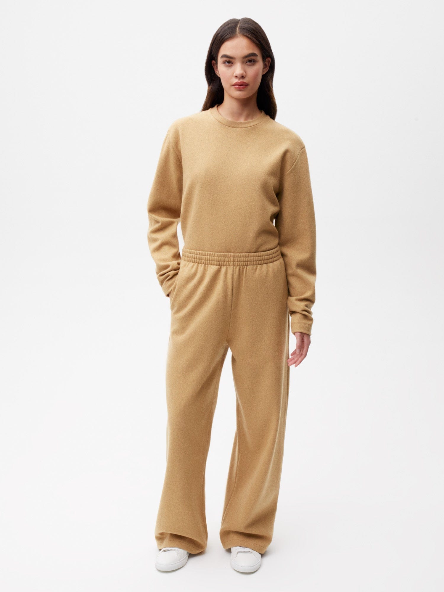 Sale Recycled Wool Jersey Wide-leg Track Pants - Camel - Pangaia